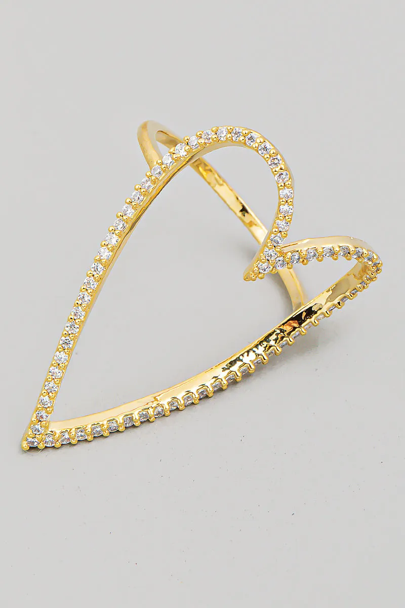 String Of Hearts Rhinestone Statement Ring