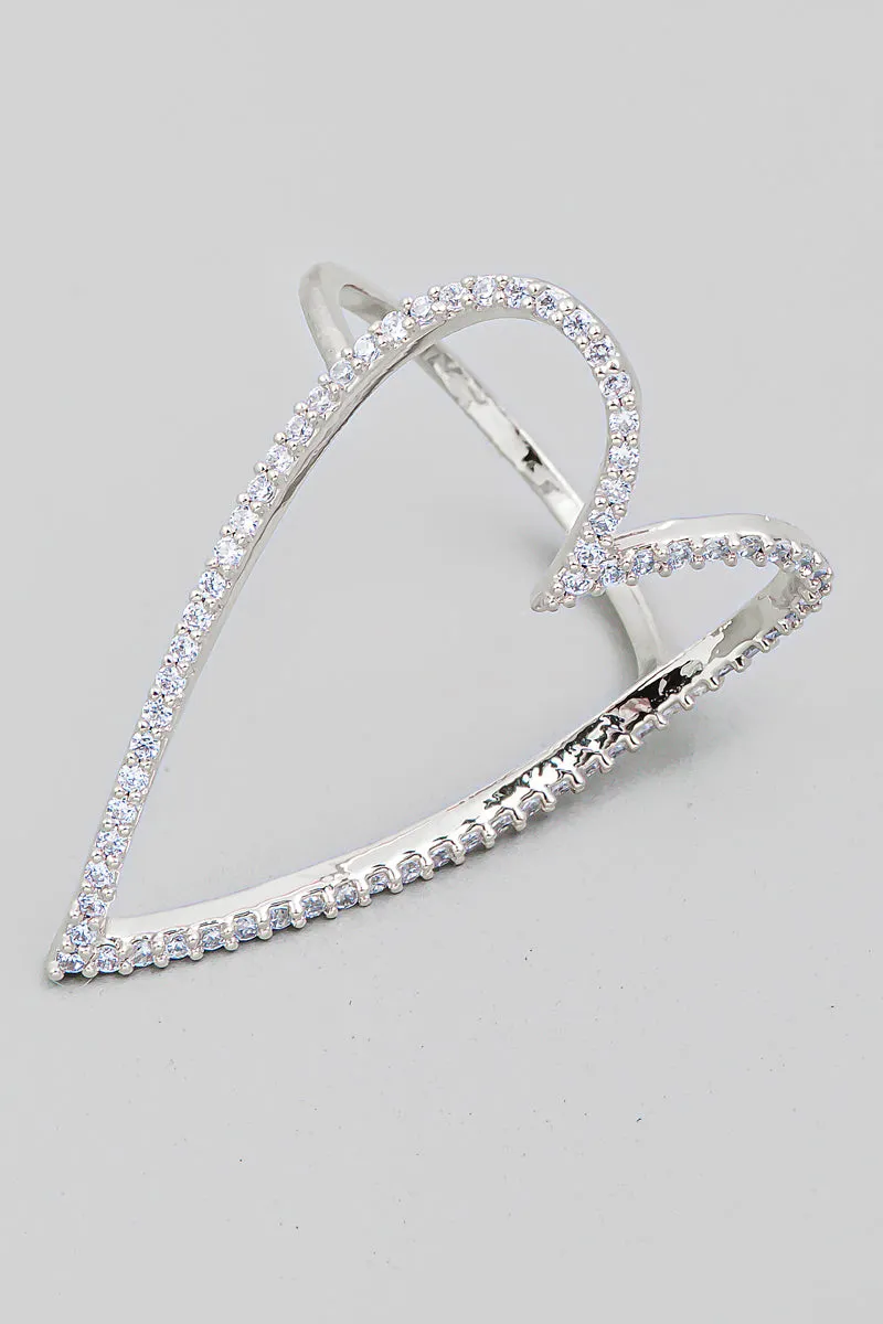 String Of Hearts Rhinestone Statement Ring