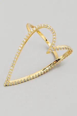 String Of Hearts Rhinestone Statement Ring