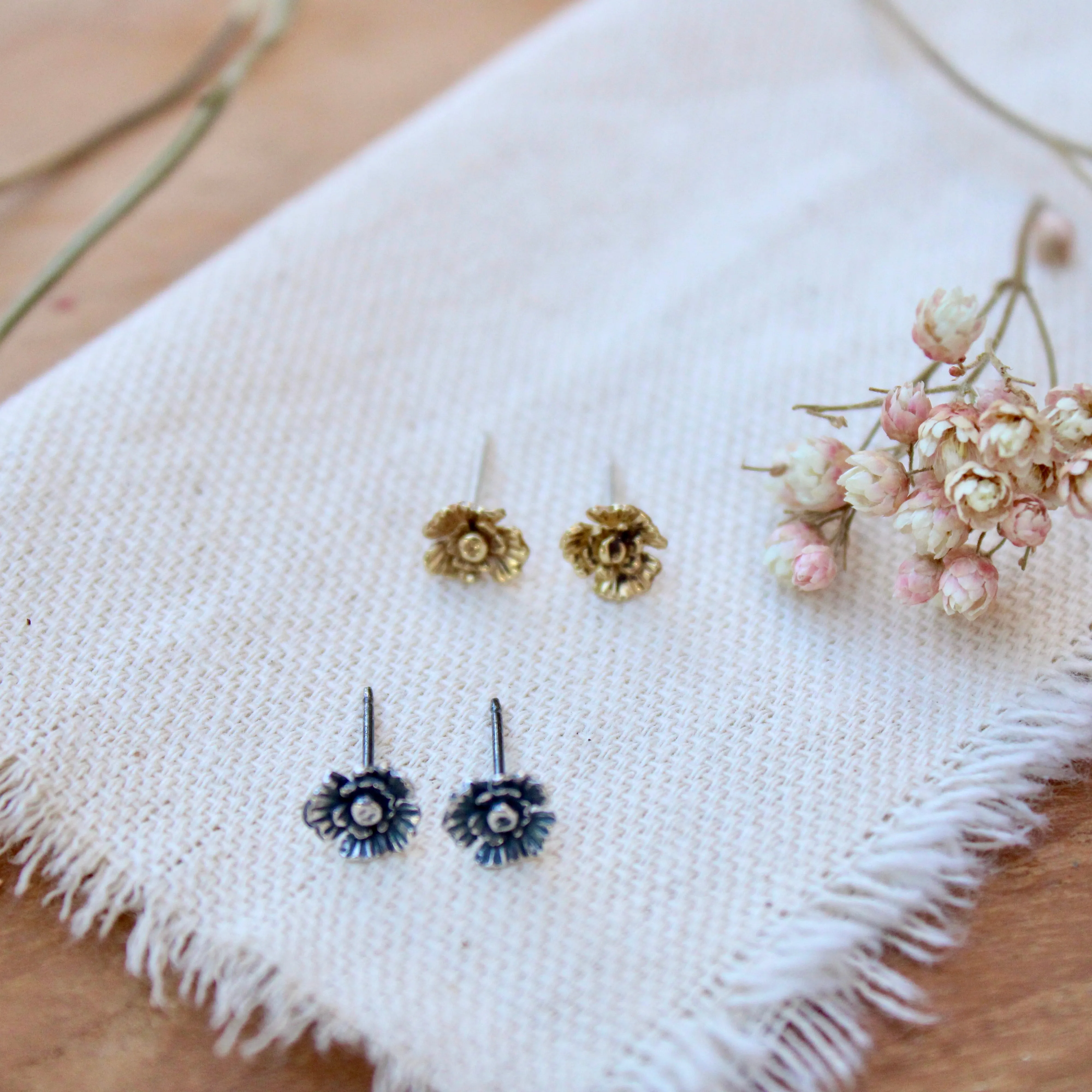 Summer Poppy Large Bronze Post Earrings