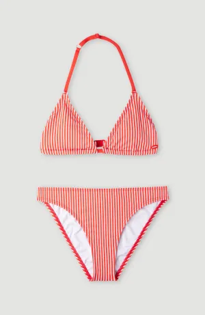 Surf State Triangel Bikini Set | Red Simple Stripe