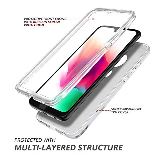 SURITCH Case for Moto G7 / Moto G7 Plus,[Built-in Screen Protector] Rose Gold Marble Full-Body Protection Shockproof Rugged Bumper Protective Cover for Motorola Moto G7 / Moto G7 Plus (Gold Marble)