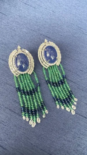 Tanzanite Cabochon Statement Earrings
