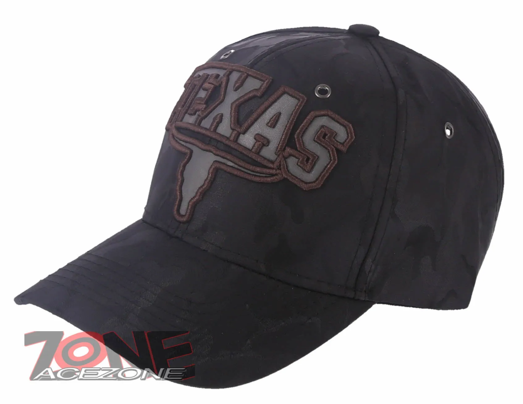 TEXAS SKULL BULL HEAD LONE STAR STATE BASEBALL CAP HAT CAMOUFLAGE BLACK