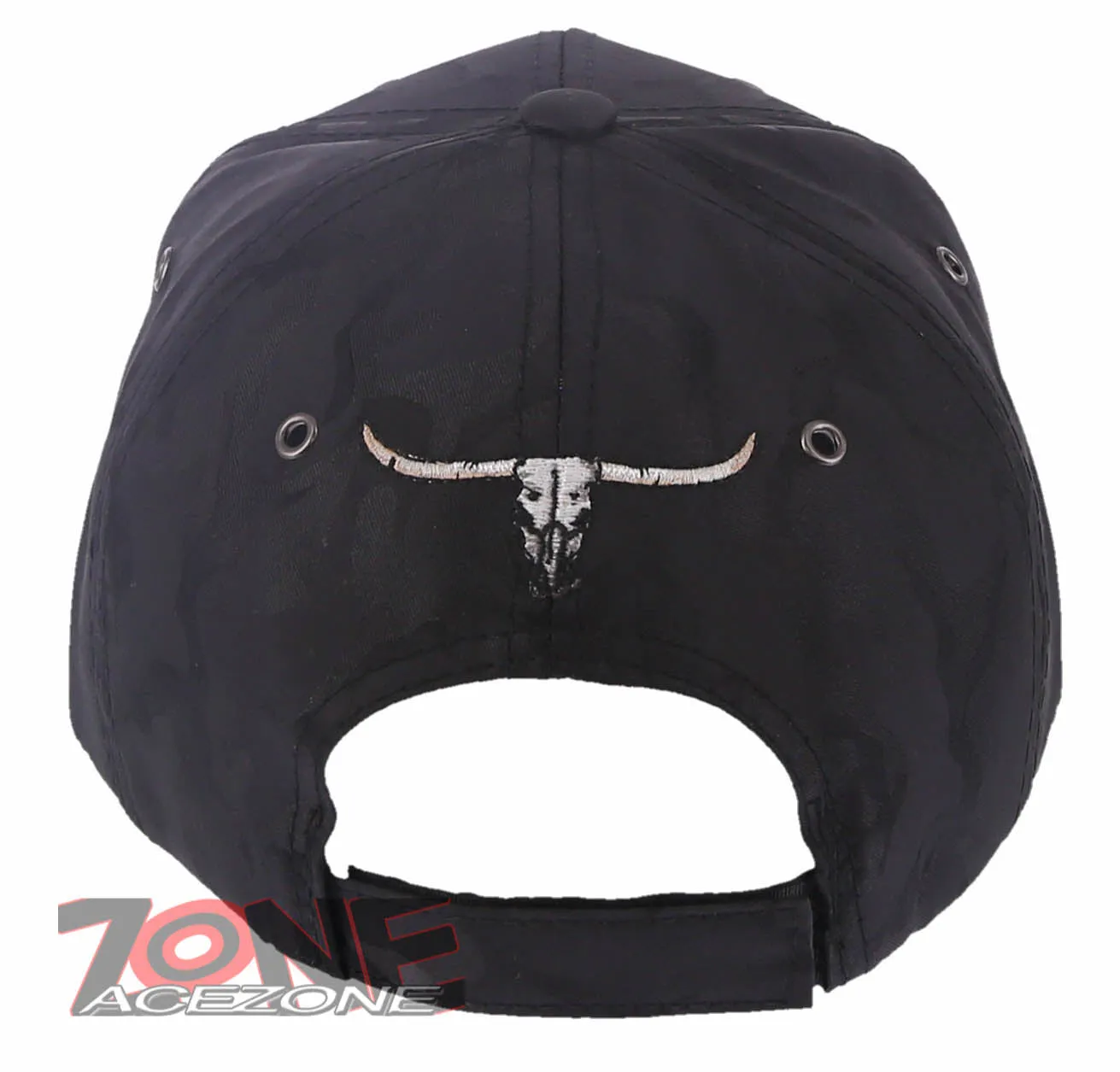 TEXAS SKULL BULL HEAD LONE STAR STATE BASEBALL CAP HAT CAMOUFLAGE BLACK