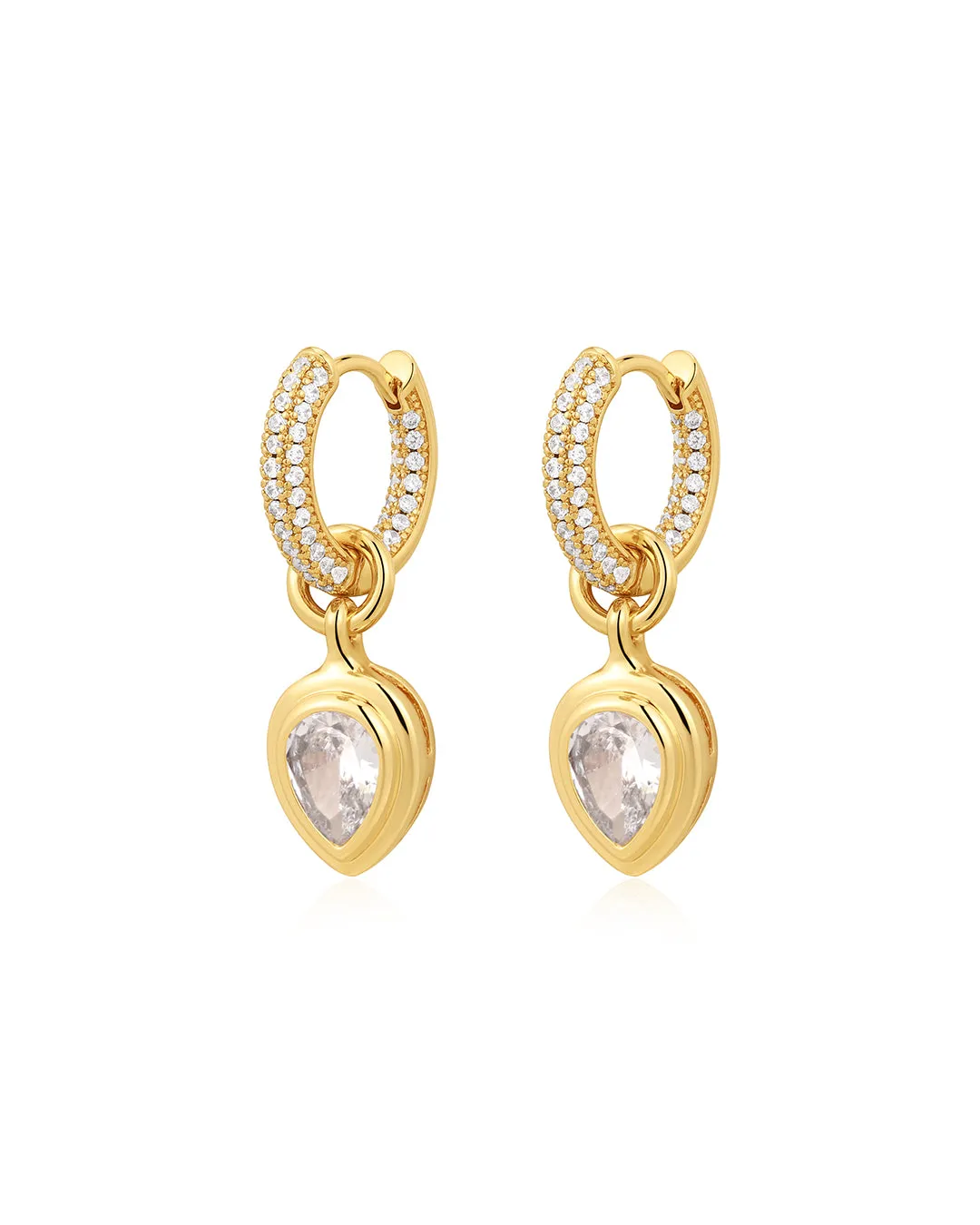 The Pear Double Bezel Charm Huggies