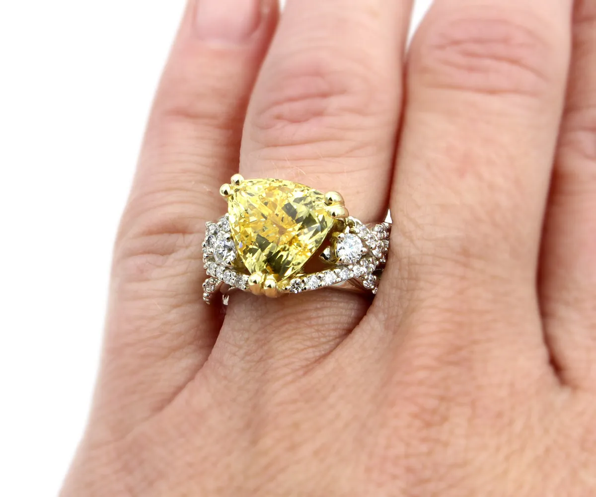 Trillion Yellow Sapphire Diamond Statement Ring