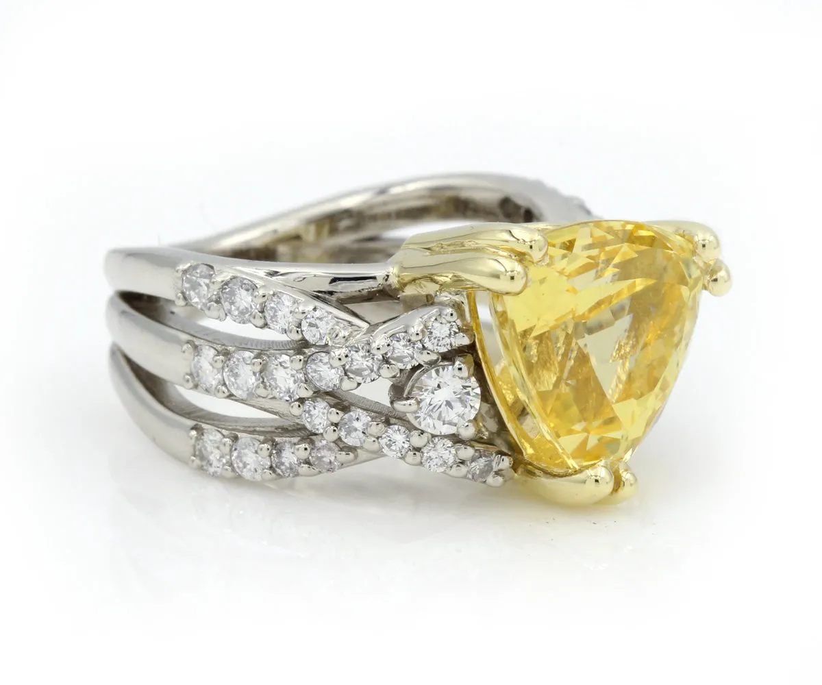 Trillion Yellow Sapphire Diamond Statement Ring