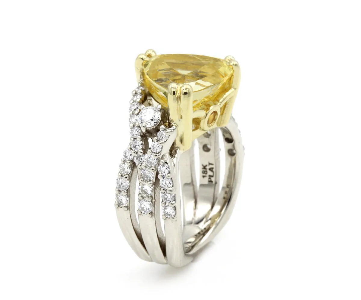 Trillion Yellow Sapphire Diamond Statement Ring