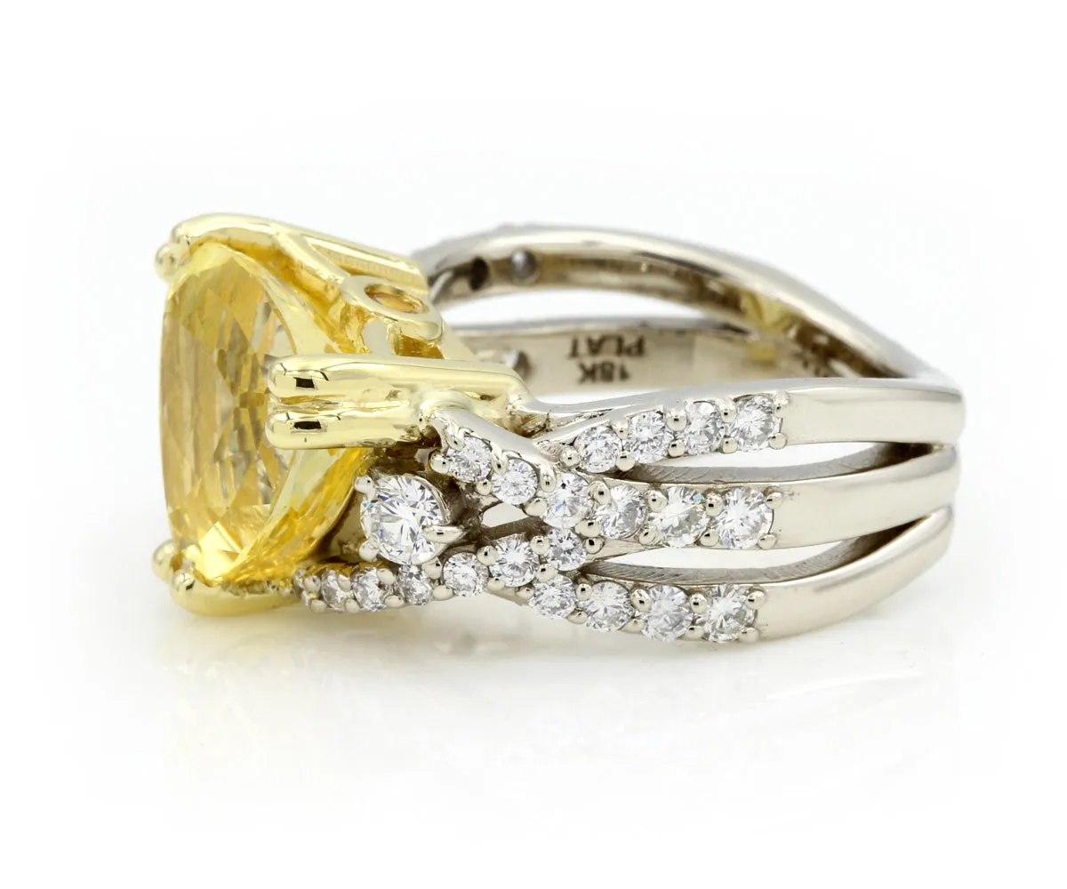 Trillion Yellow Sapphire Diamond Statement Ring