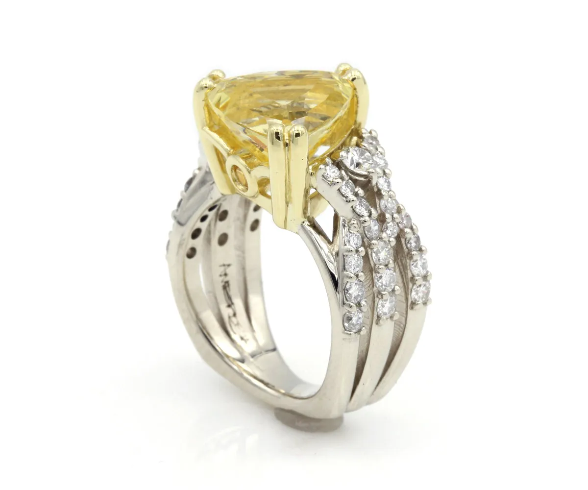 Trillion Yellow Sapphire Diamond Statement Ring