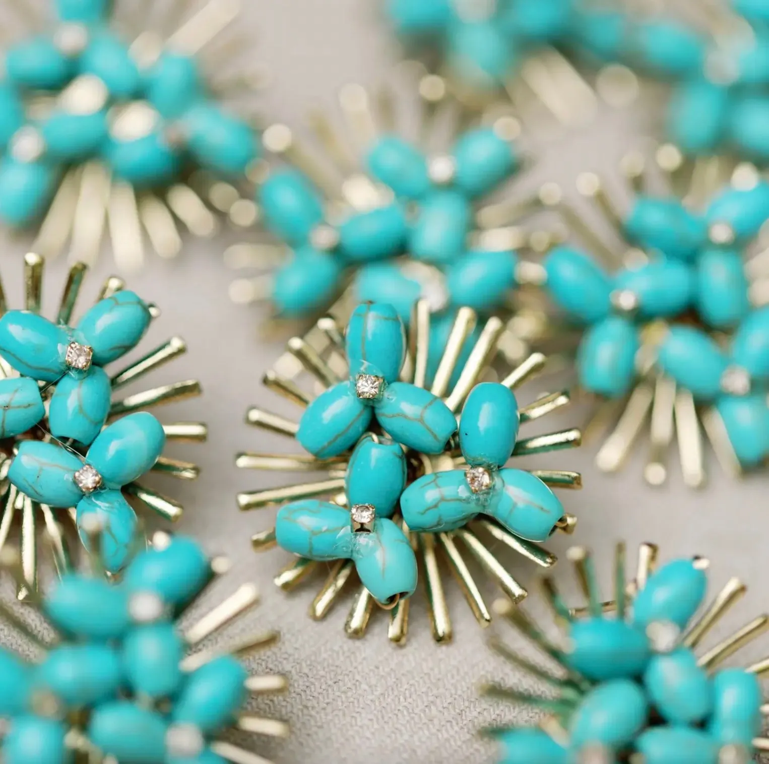 Turquoise Sunburst Statement Stud Earrings