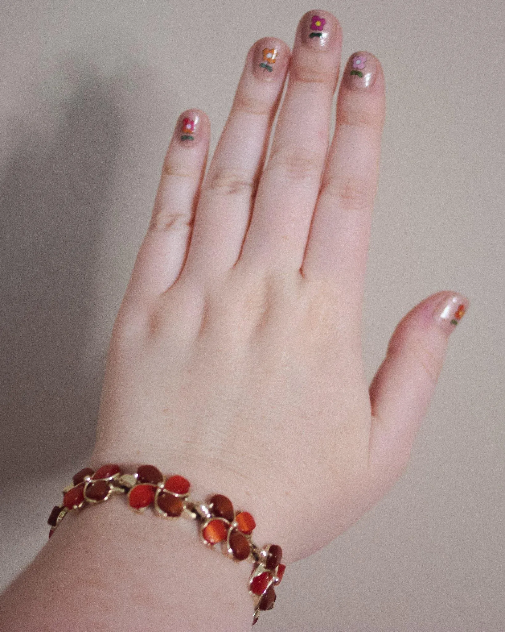 Vintage Orange Flower Statement Bracelet