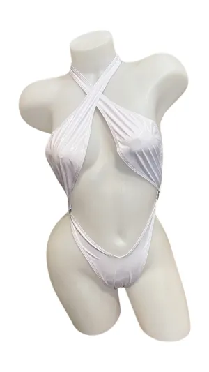 Vinyl Criss Cross Sling Shot - White