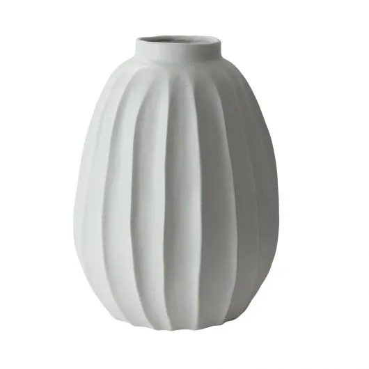 White Ribbed Vase (2 Sizes)