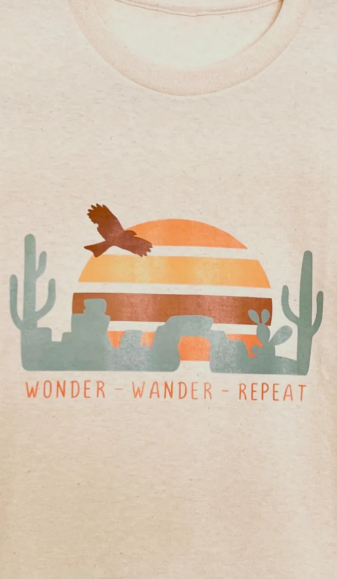 “Wonder Wander Repeat” 100% Cotton Printed T-Shirt