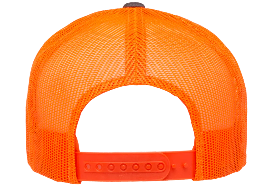 YP Classics Mesh Back Trucker Cap Charcoal Neon Orange