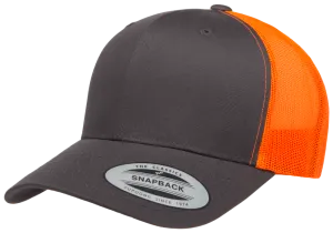 YP Classics Mesh Back Trucker Cap Charcoal Neon Orange