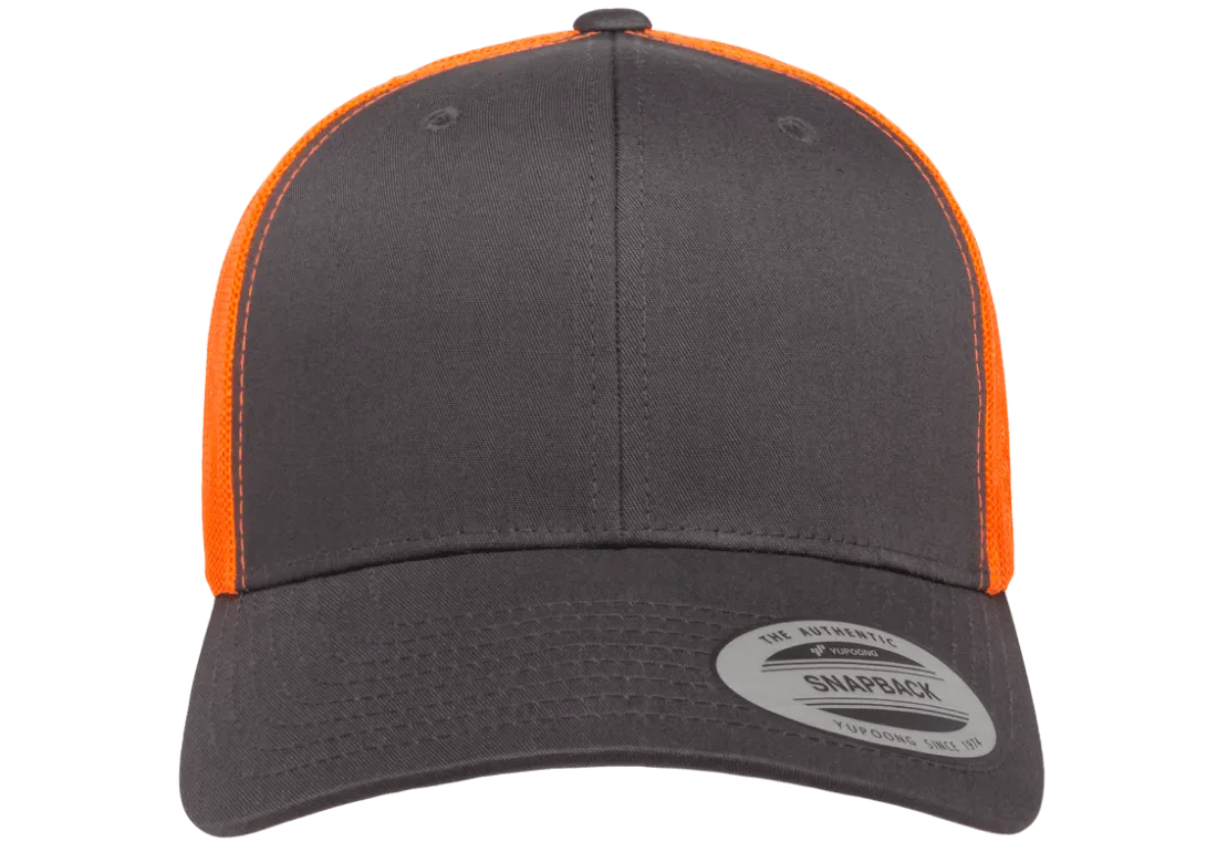 YP Classics Mesh Back Trucker Cap Charcoal Neon Orange