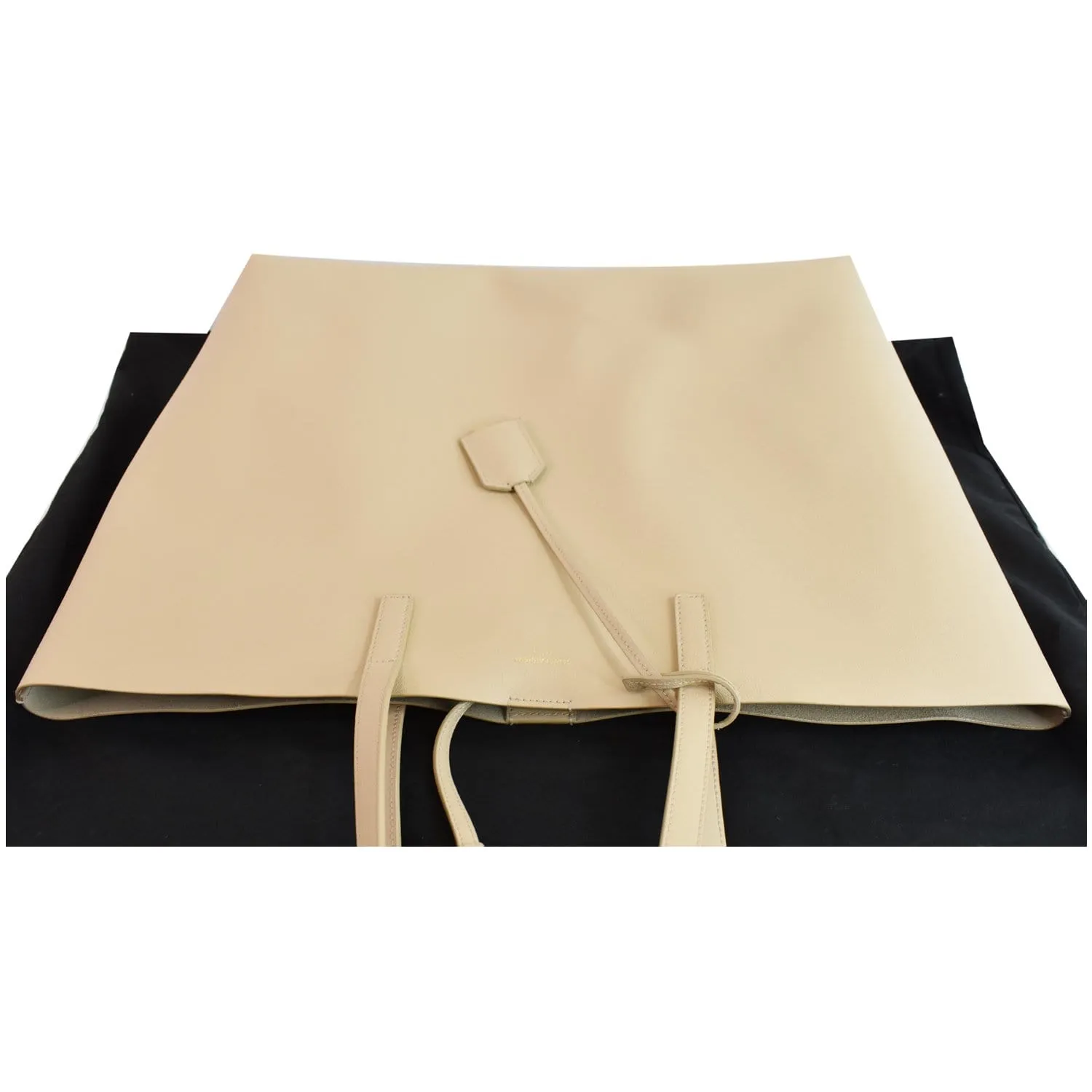 YVES SAINT LAURENT Leather Shopping Tote Bag Beige